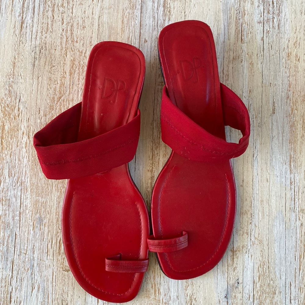 Beautiful red real leather slippers